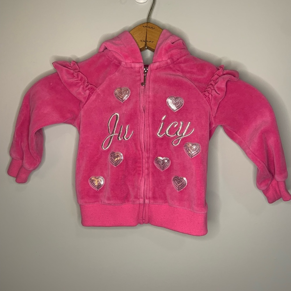 3/20$ Juicy Couture 18 mth pink valour zip up hoodie.